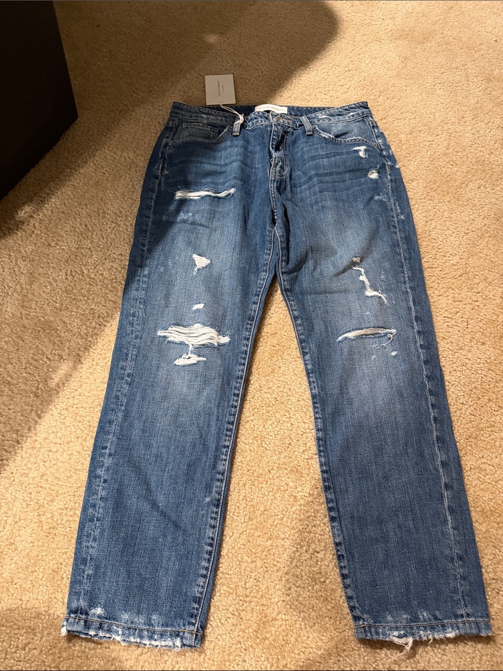 Flying monkey women Distressed Blue Denim Jeans - Casual Straight Fit ankle